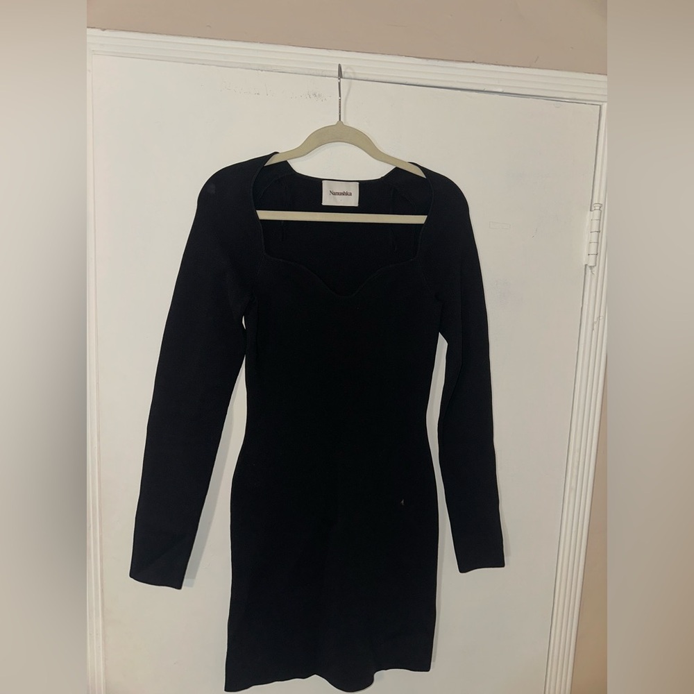 Nanushka Black Knit Fitted Marina Dress Size Medium - Picture 2 of 7